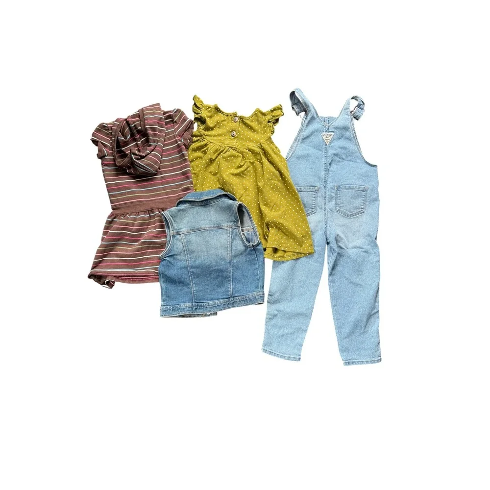 Little‎ Girls 4T summer bundle Oshkosh old navy gap overalls dress denim vest